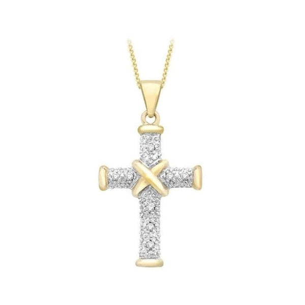 9ct Yellow Gold 0.4ct Byzantine Diamond Cross Pendant