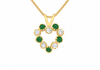9ct Gold Green & White Stone Garland Heart Pendant Necklace