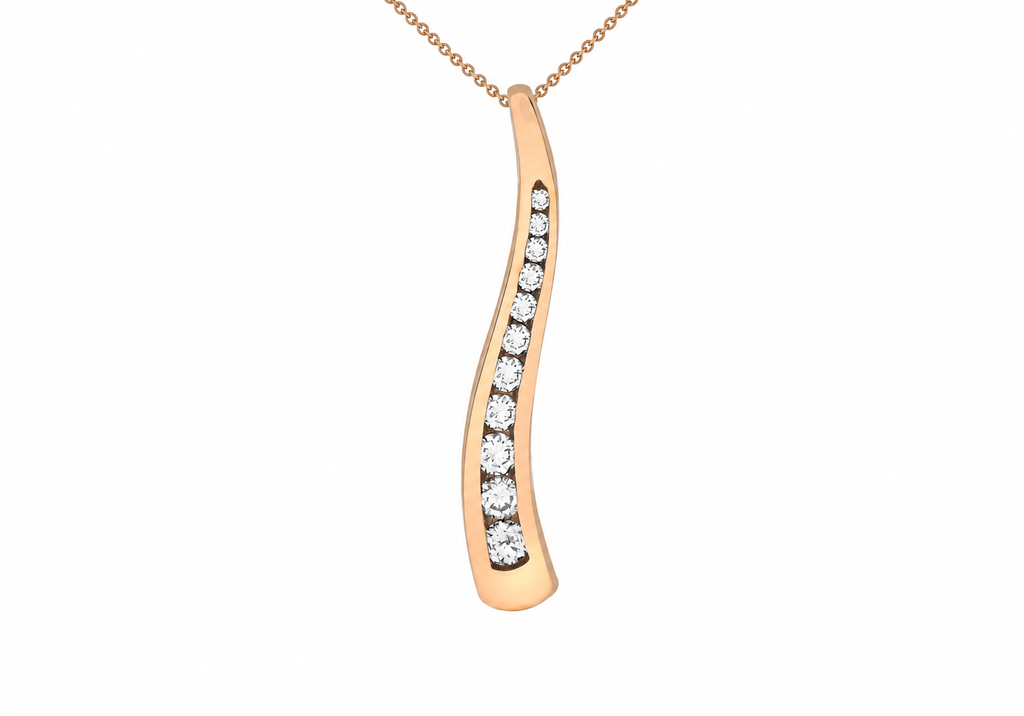 9ct Rose Gold 0.25ct Curved Diamond Slider Pendant