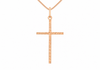 9ct Rose Gold Diamond-Cut Slim Cross Pendant Necklace