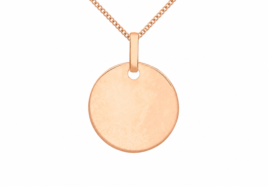 9ct Rose Gold Polished Disc Pendant Necklace