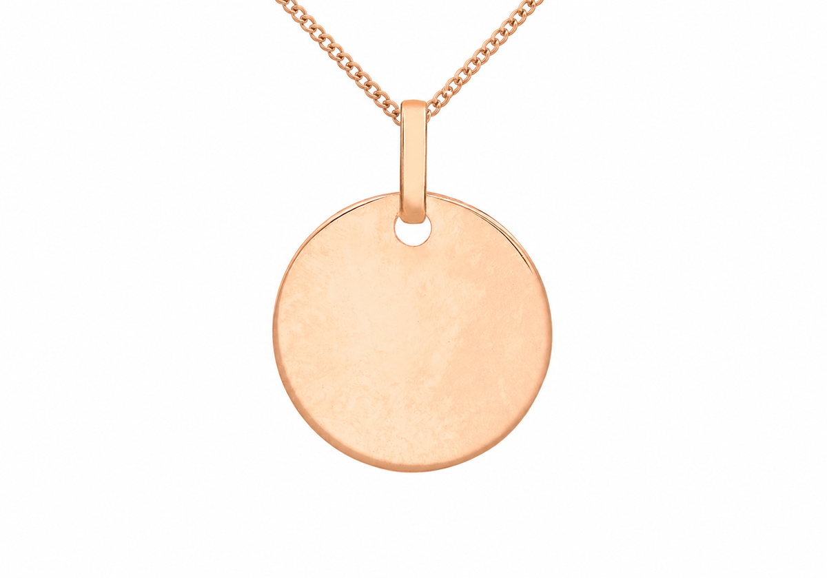 9ct Rose Gold Polished Disc Pendant Necklace