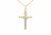 9ct Two-Tone Gold Slim Crucifix Pendant Necklace