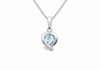 9ct White Gold 0.01ct Diamond and Aquamarine Heart Pendant