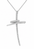 9ct White Gold 0.10ct Diamond Cross Pendant