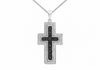 9ct White Gold 0.15ct Black & White Diamond Cross Pendant