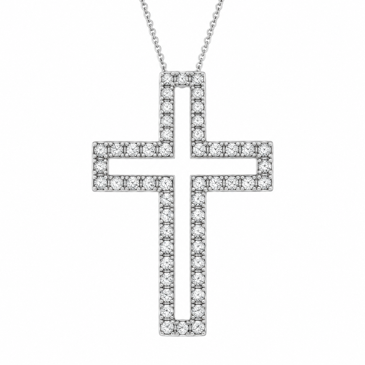 9ct White Gold 0.50ct Two-Piece Interlocked Diamond Cross Slider Pendant