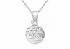 9ct White Gold Diamond-Cut Ball Pendant Necklace