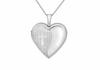 9ct White Gold Etched Cross Detail Heart Locket
