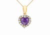 9ct Yellow Gold Amethyst Zirconia Halo Heart Pendant