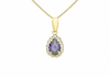9ct Yellow Gold Blue & White Zirconia Teardrop Pendant