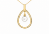 9ct Yellow Gold Freshwater Pearl & Zirconia Teardrop Pendant