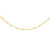 A delicate yellow gold chain necklace with flat, elongated oval links, shown against a plain white background.
