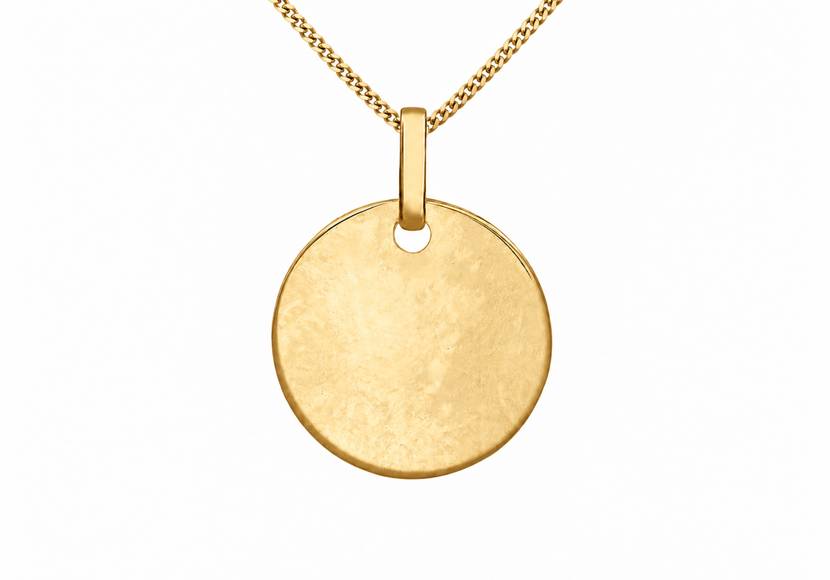 9ct Yellow Gold Polished Disc Pendant Necklace