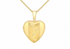 9ct Yellow Gold Small Etched Butterfly Detail Heart Locket