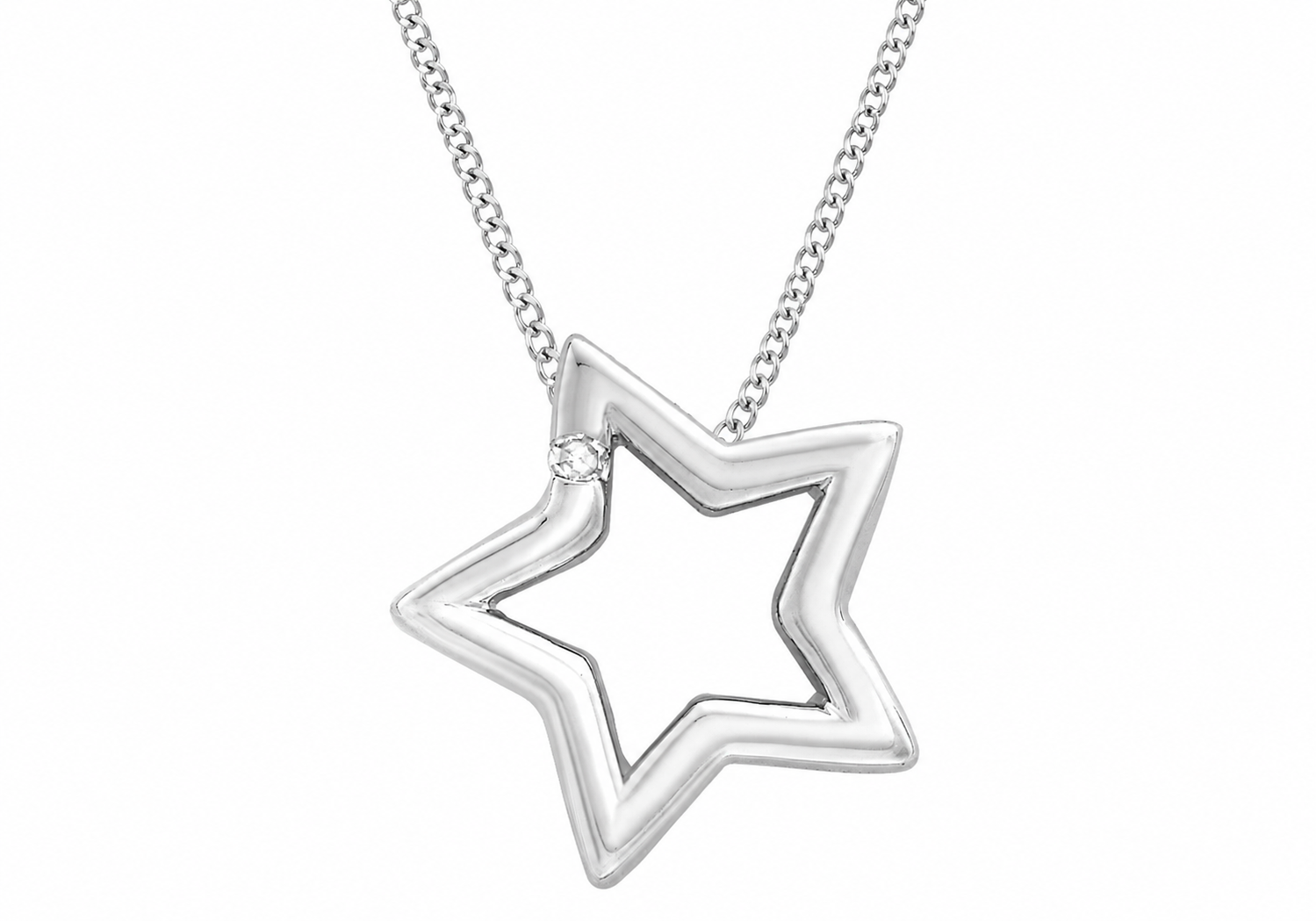 Висулка с диамантена звезда от 9ct бяло злато 0,005ct