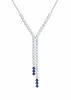 Sterling Silver Blue & Clear Zirconia Y-Drop Necklace