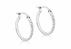 9ct White Gold Diamond-Cut Polished Hoop Earrings