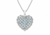18ct White Gold Blue Topaz Scallop Edge Heart Pendant