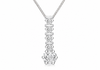 Sterling Silver Zirconia Graduated Five-Stone Drop Pendant