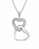 9ct White Gold 0.10ct Diamond Double-Heart Pendant
