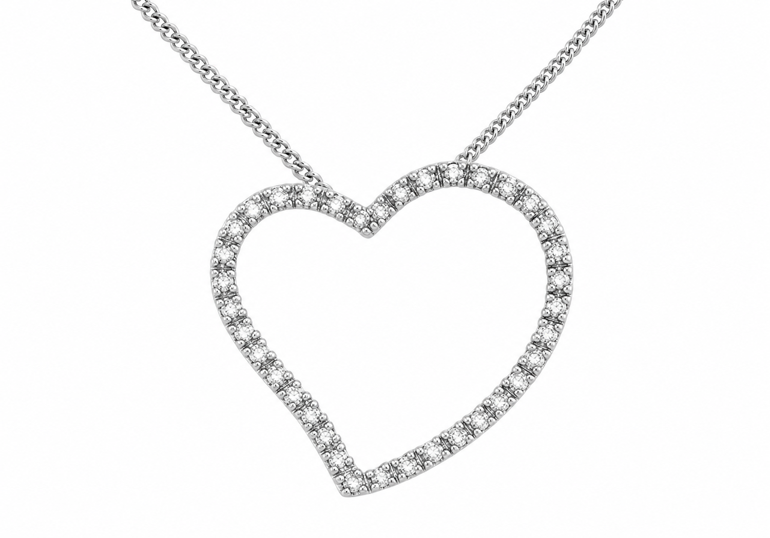 9ct White Gold 0.25ct Diamond Open-Heart Pendant
