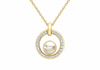 9ct Yellow Gold Zirconia Halo & Freshwater Pearl Pendant