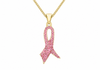 9ct Yellow Gold Pink Crystal Ribbon Pendant