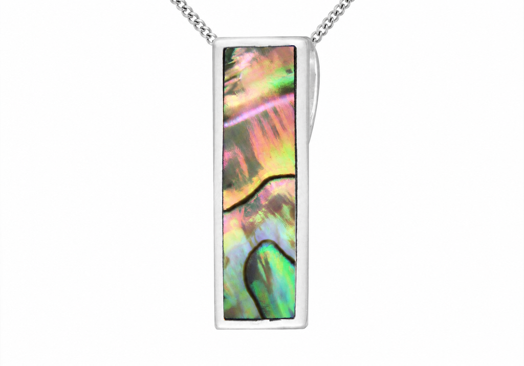 Sterling Silver Paua Shell Bar Pendant
