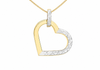 9ct Two-Tone Gold Diamond Cut Heart Pendant