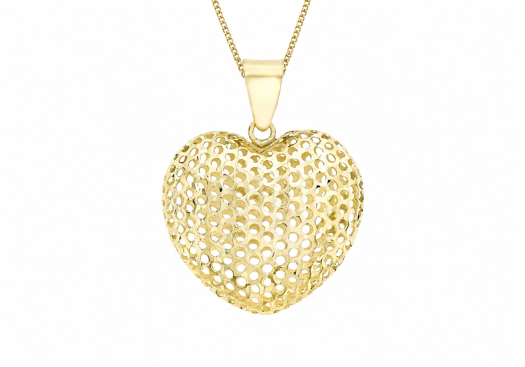 9ct Yellow Gold Mesh Heart Pendant