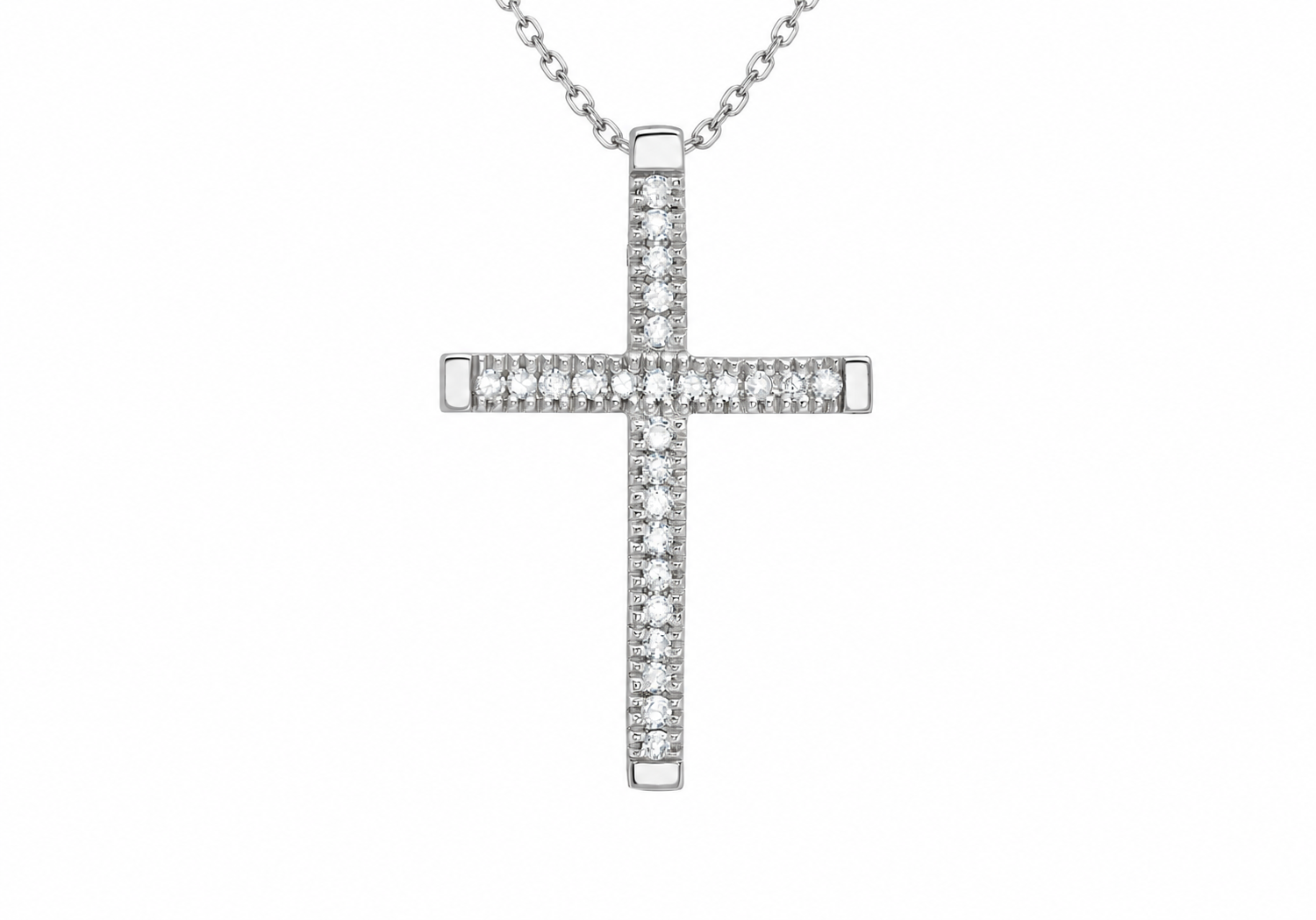 9ct White Gold 0.12ct Diamond Cross Slider Pendant