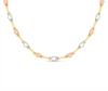 9ct 3-Tone Gold Hearts & Kisses Station Necklace