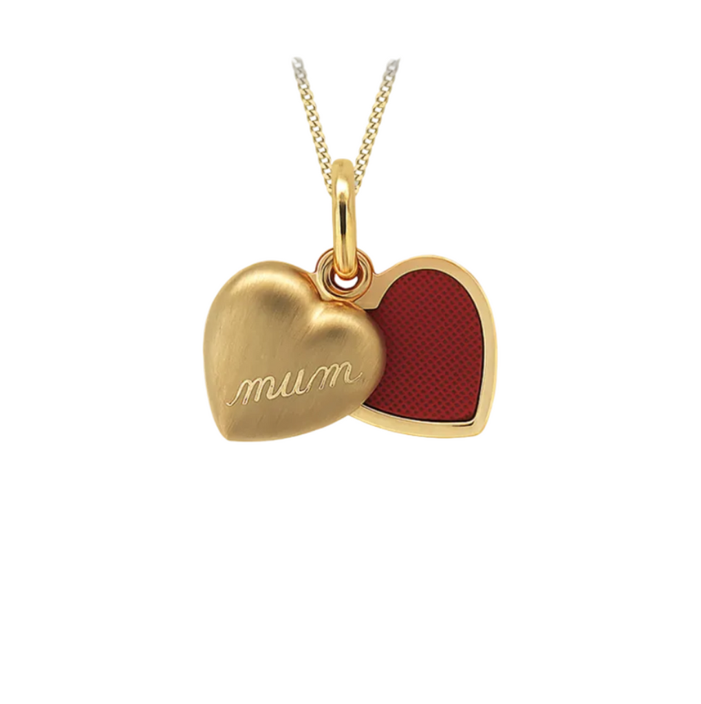 9ct Yellow Gold 'Mum' Satin Open-Heart Locket