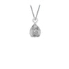 Silver teardrop pendant necklace on a white background
