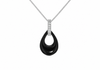 Sterling Silver Black Ceramic & White Zirconia Teardrop Pendant