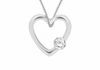 Sterling Silver Open Heart Solitaire Pendant Necklace