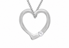 Sterling Silver Open Heart Solitaire Pendant Necklace
