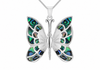 Sterling Silver Paua Shell Openwork Butterfly Pendant