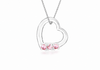 Sterling Silver Pink Zirconia Floating Heart Pendant Necklace