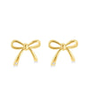 Bow Yellow Gold Plated Sterling Silver 0.003ct Diamond Set Stud Earrings