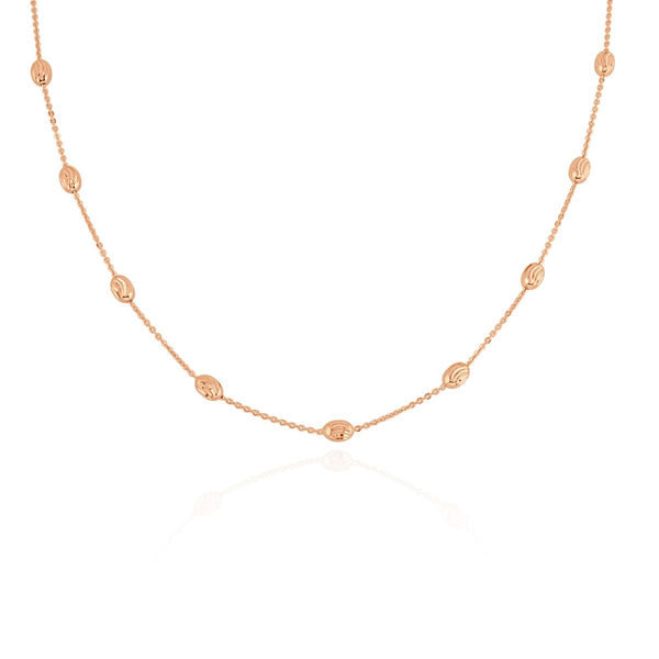 Sterling Silver Rose Gold Plated Diamond Cut Ball and Trace Chain Necklace