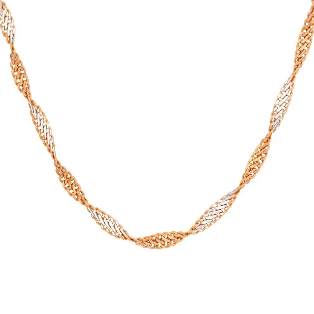 9ct Two-Tone Rose & White Gold Twist Curb Chain Necklace