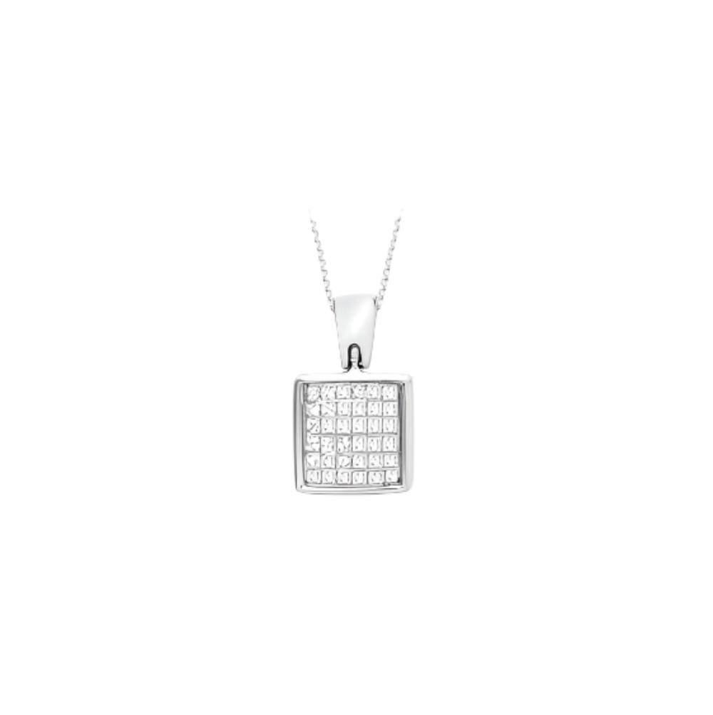 9ct White Gold 0.25ct Square Diamond Pendant