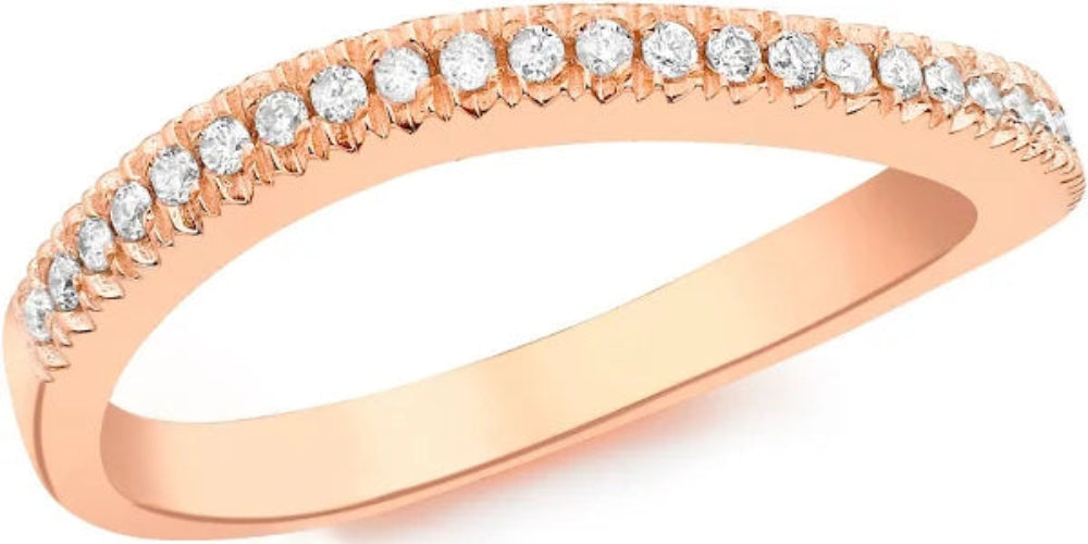9ct Rose Gold 0.15ct Diamond Channel Set Wave Ring