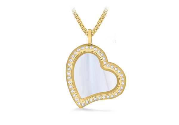 Crystal Heart Treasure Charm Locket on Box Chain