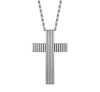 Hoxton London Men's Sterling Silver Striped Cross Adjustable Necklace