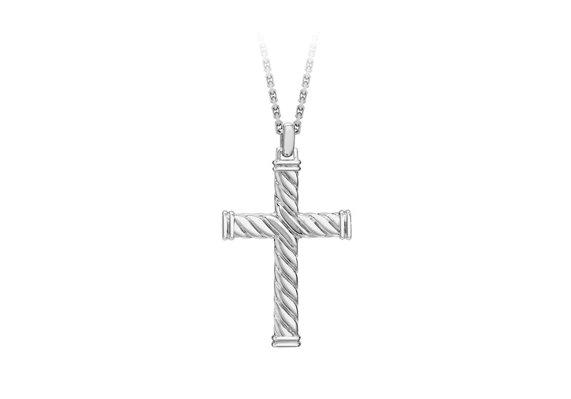 Hoxton London Men's Sterling Silver Twist Cross Adjustable Necklace