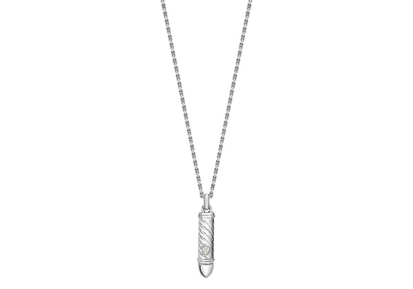 Hoxton London Men's Sterling Silver Twist Bullet Adjustable Necklace