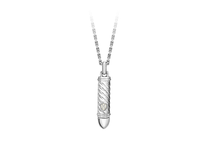 Hoxton London Men's Sterling Silver Twist Bullet Adjustable Necklace